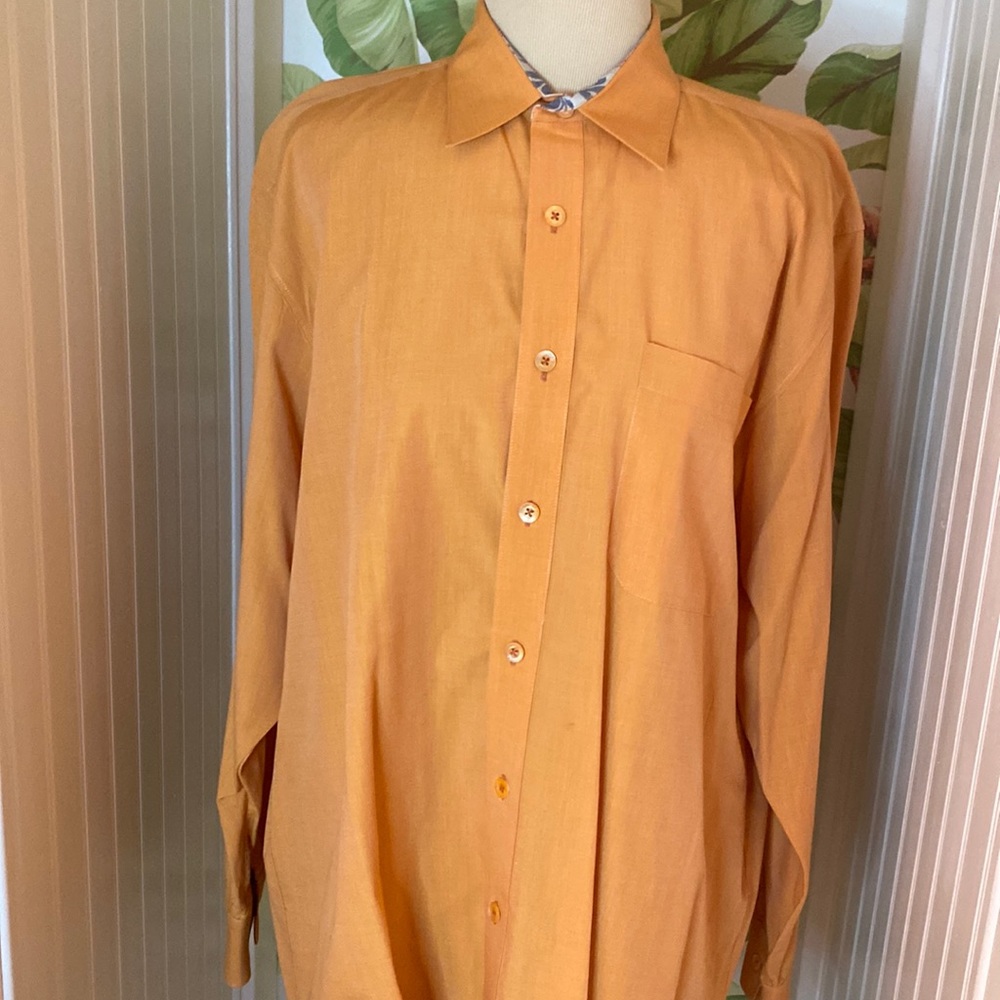 Indigo Palms Men’s Orange Button Front Shirt L